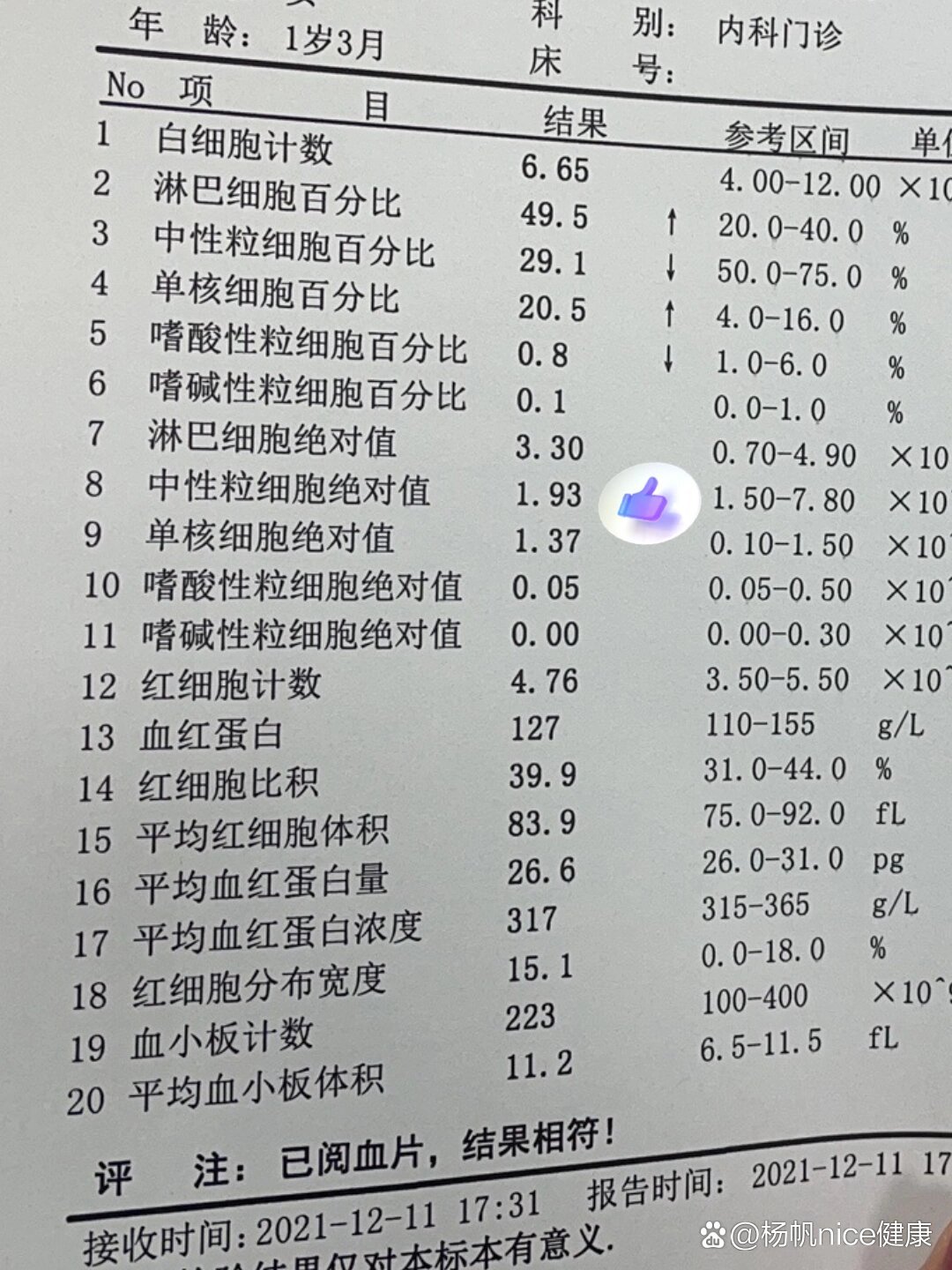 中性粒细胞百分比偏低