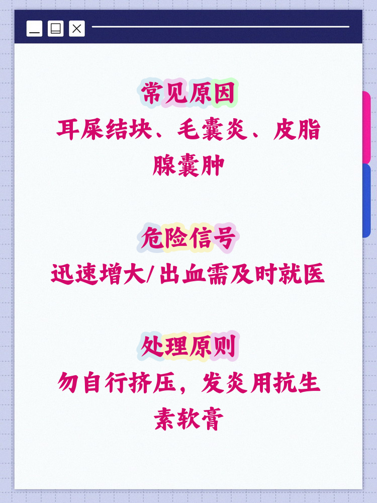 耳朵里面长了个硬疙瘩是什么