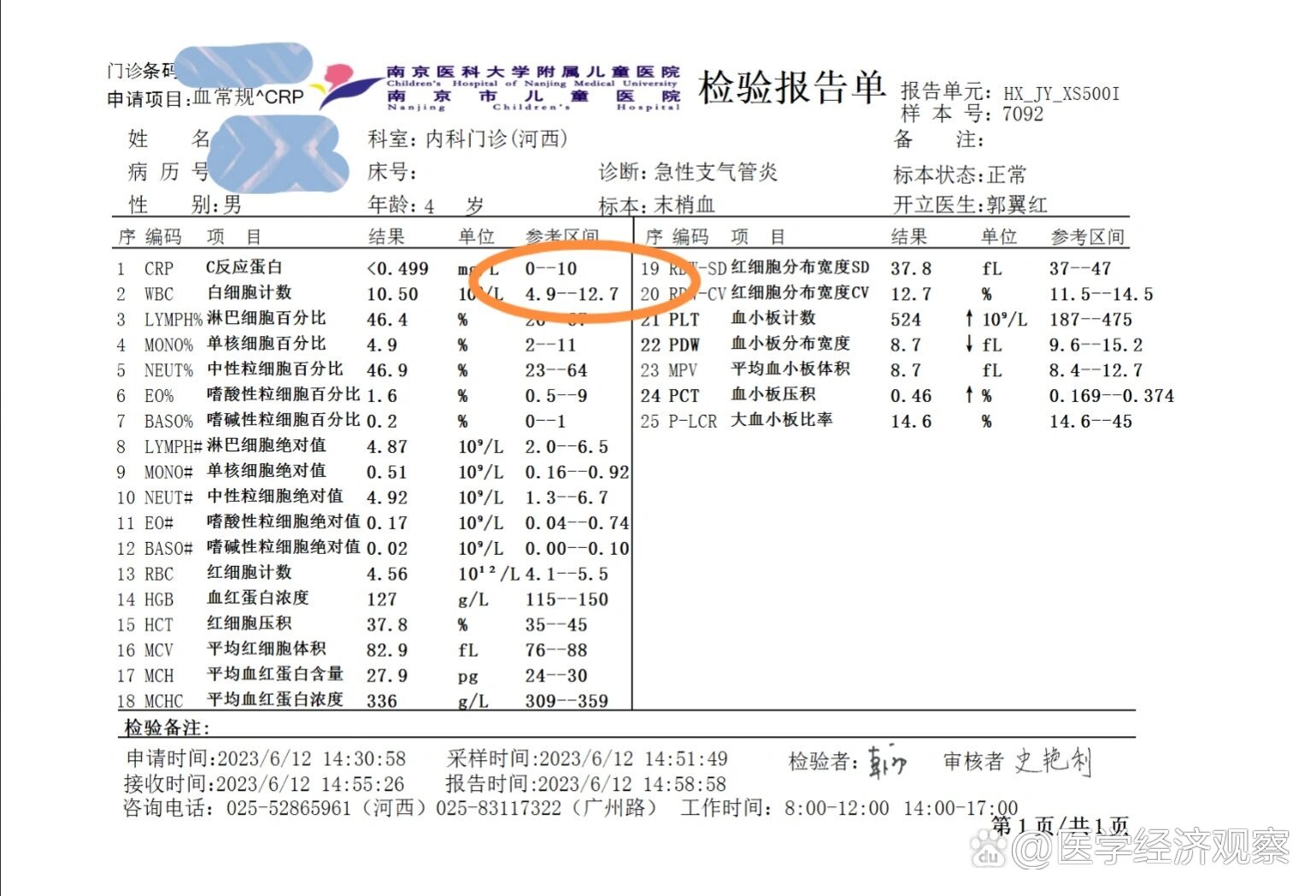 查血常规多少钱