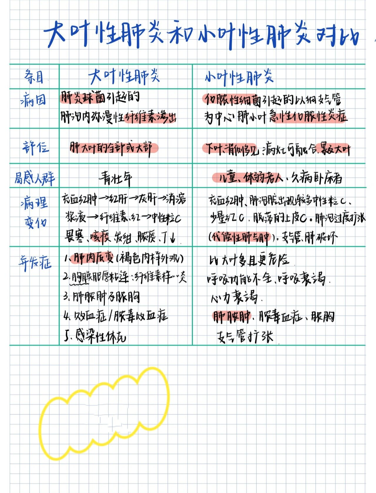 大叶性肺炎和小叶性肺炎的区别